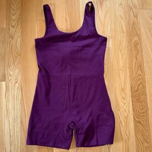 EUC Girlfriend Collective Bike Unitard size Large in plum.